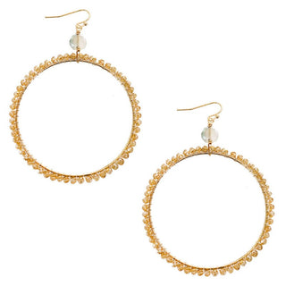 Crystal Beaded Dangle Hoop Earrings