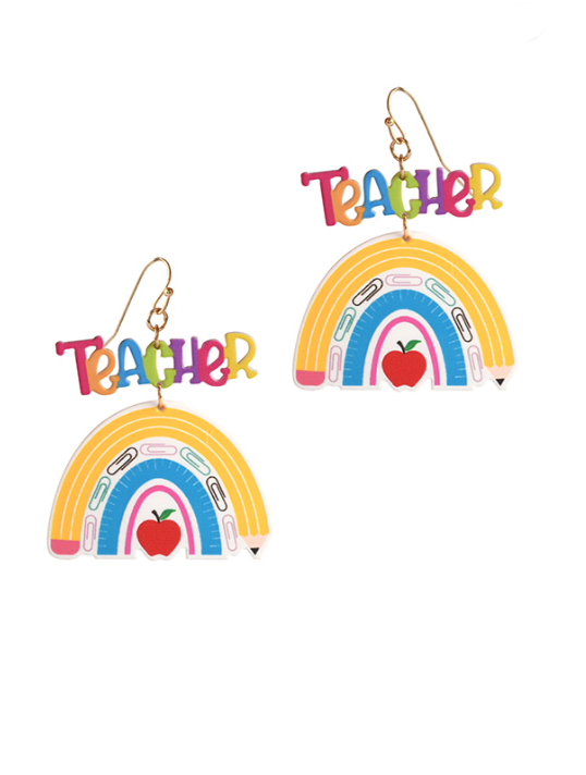 Acrylic School Teacher Rainbow Earring