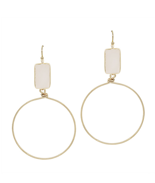 Square Stone round Wired Drop Earring