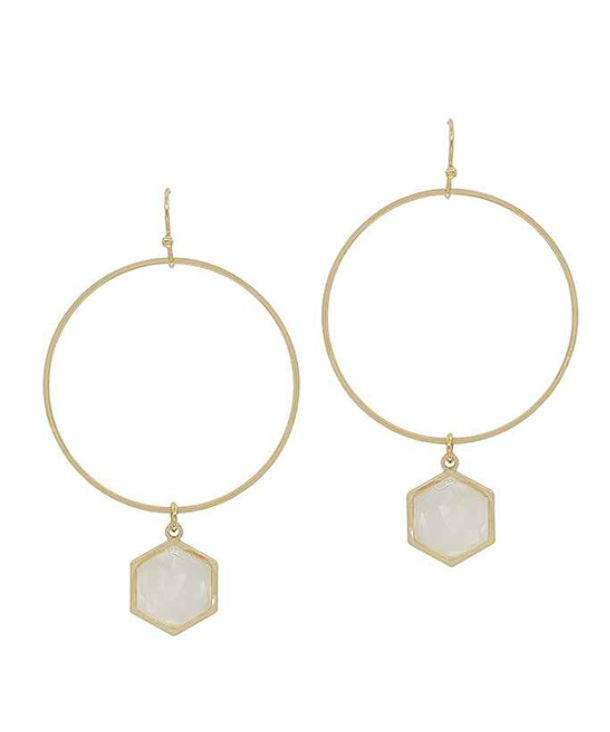 Hexagon Charm Earrings
