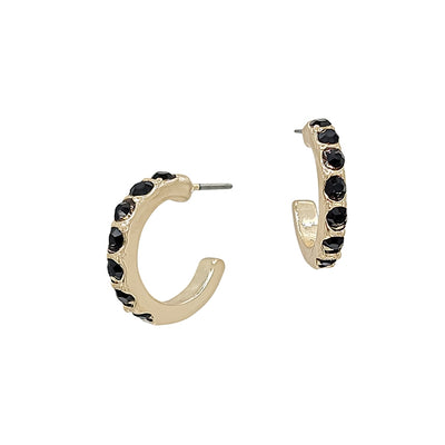Crystal and Open Gold Hoop Earring