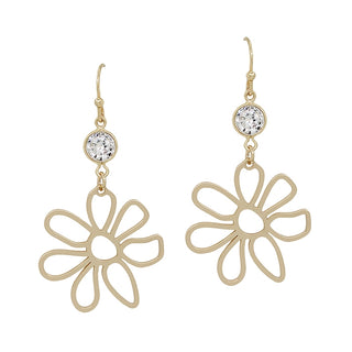 Open Flower with Rhinestone Earring