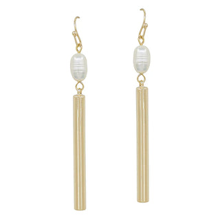 Freshwater Pearl Accent and Bar Earrings