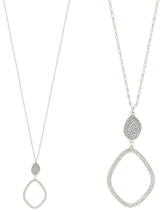 Rhinestone Pave with Open Round Drop Necklace