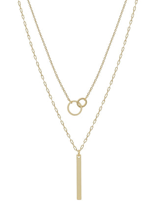 Open Linked Circle with Bar Layered Necklace