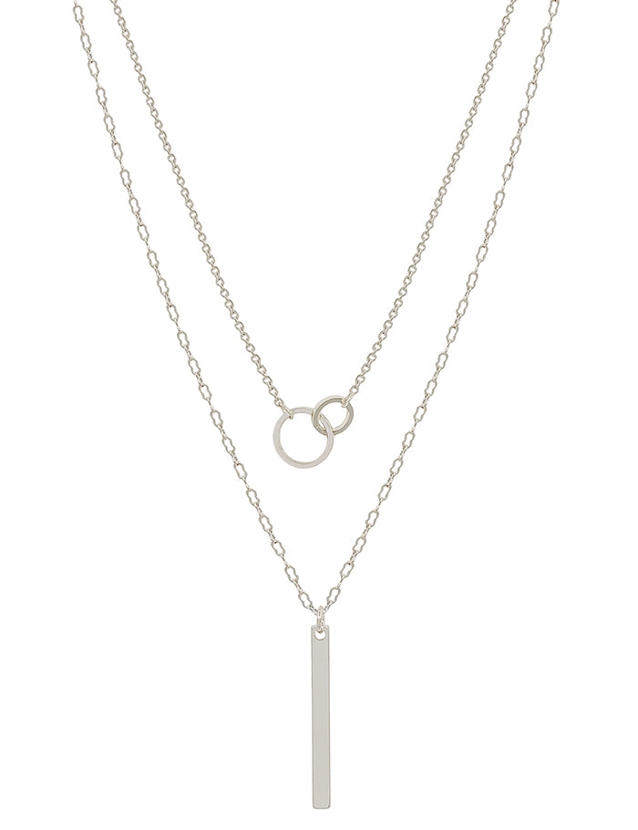 Open Linked Circle with Bar Layered Necklace