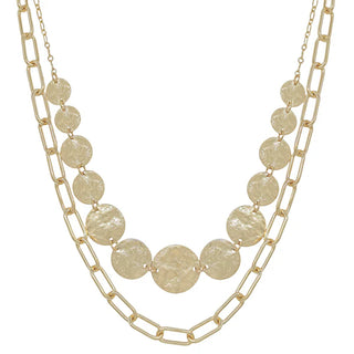 Two Layered Gold Circle and Chain Necklace