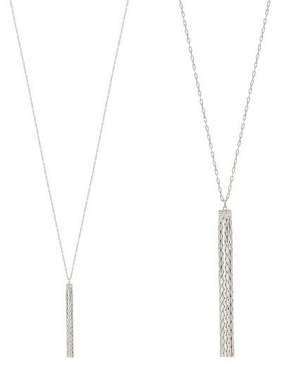 Textured Multi Chain Tassel Necklace