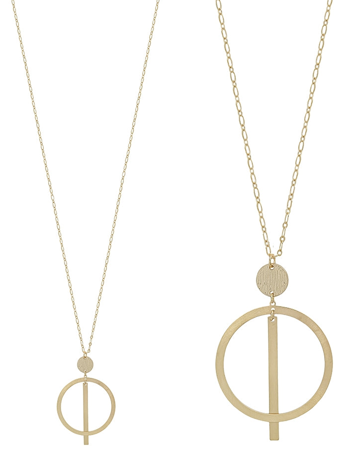 Matte Open Circle with Bar Necklace