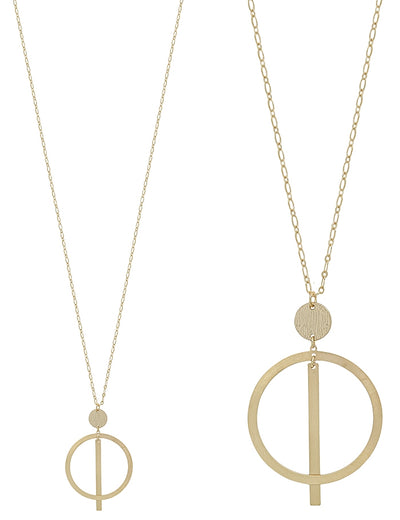 Matte Open Circle with Bar Necklace