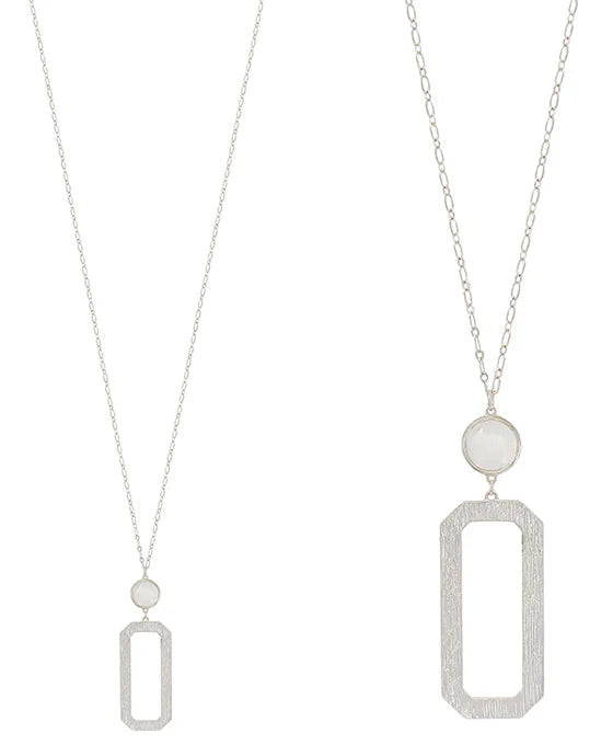Mother of Pearl & Rectangular Pendant Necklace