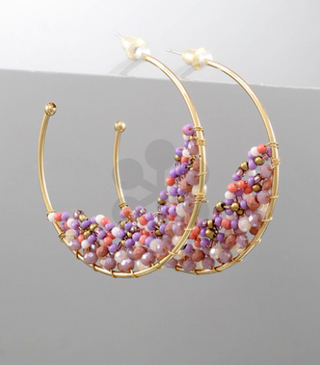 Bottom Beaded Open Earrings