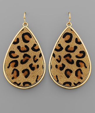 Leopard Teardrop Leather Earrings