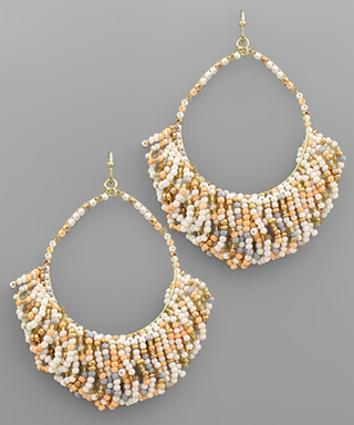 Bead Fan Tassel Oval Earrings