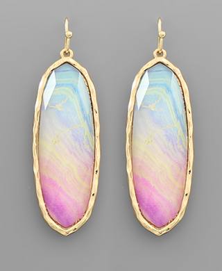 Color Epoxy Oval Earrings