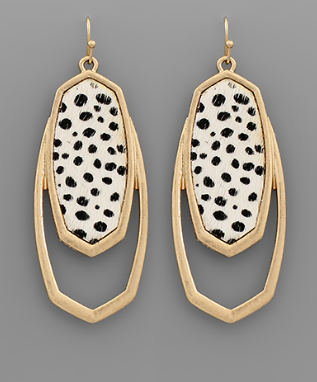 Double Hexagon Animal Print Earrings