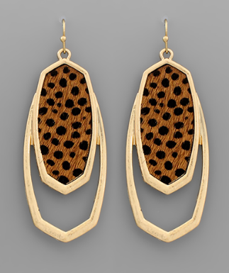 Double Hexagon Animal Print Earrings
