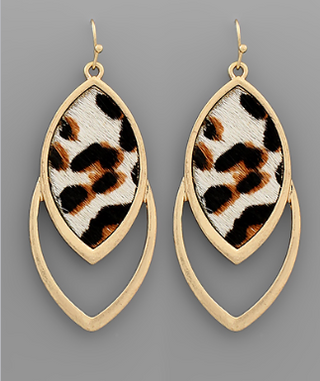 Double Marquise Animal Print Earrings