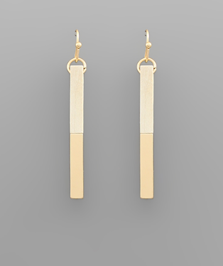 Wood & Metal Bar Earrings