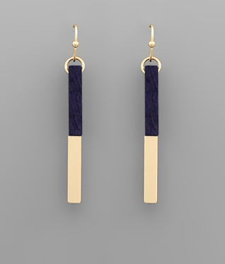 Wood & Metal Bar Earrings