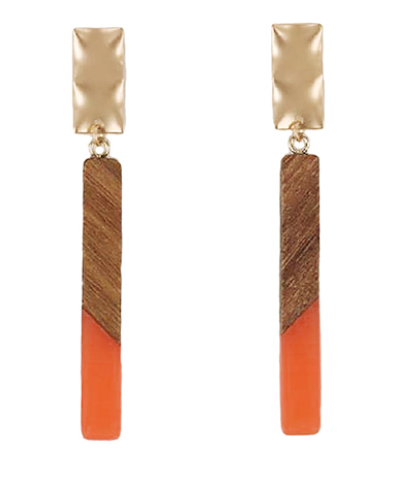 Acrylic & Wood Bar Earrings
