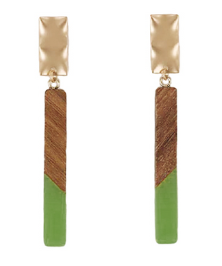 Acrylic & Wood Bar Earrings