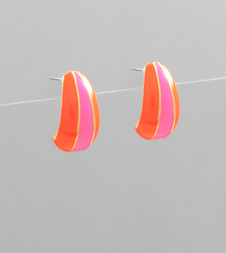 Two Tone Teardrop Post Earrings