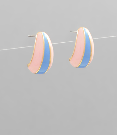Two Tone Teardrop Post Earrings