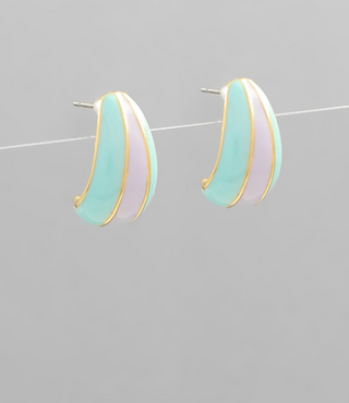 Two Tone Teardrop Post Earrings