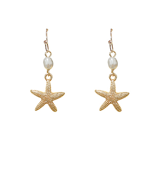 Textured Starfish Pearl Earrings