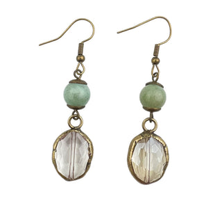 Amazonite Stone and Crystal Earrings