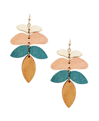 Wood Leaf Shape Earring