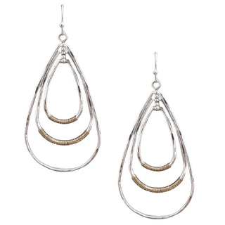 Worn Metal and Wire Accent Earrings