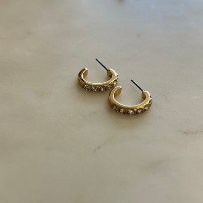 Crystal and Open Gold Hoop Earring