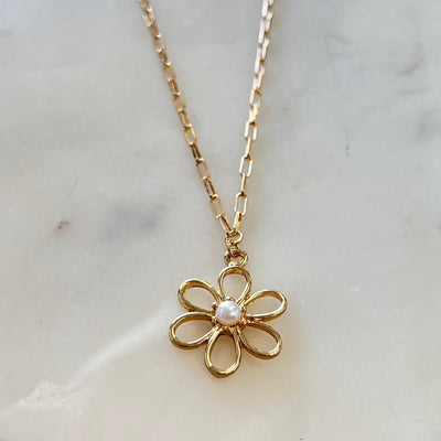 Gold Open Flower Necklace