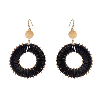 Raffia Circle Wrapped Hoop Earrings