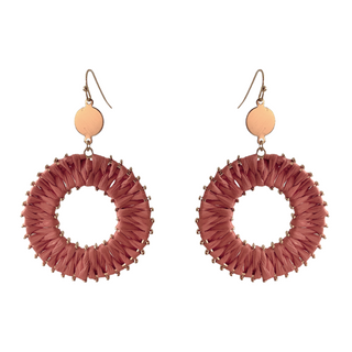 Raffia Circle Wrapped Hoop Earrings