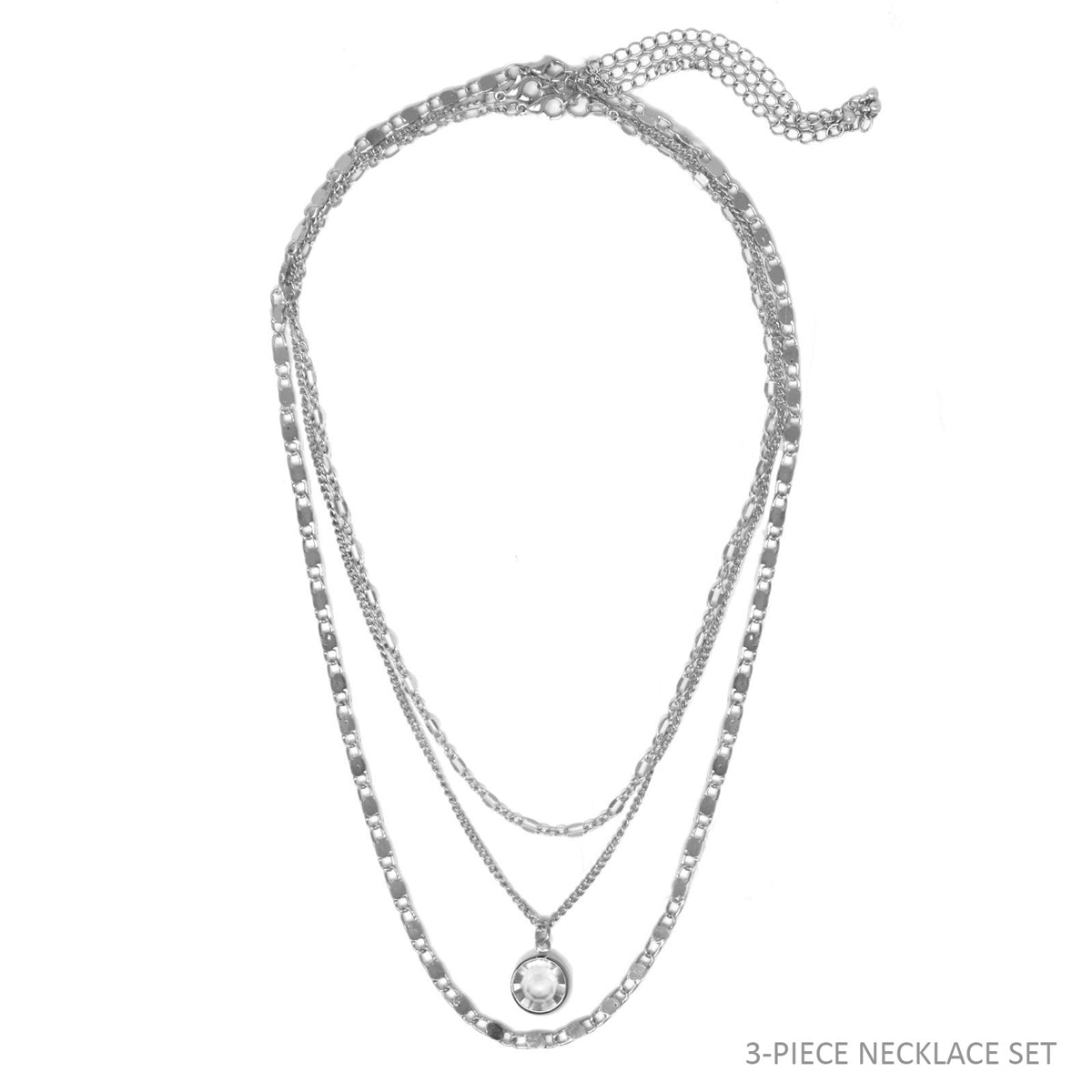 Triple Layered Chain with Crystal Necklace