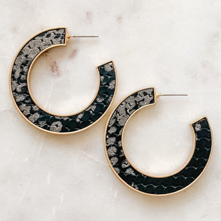 Snakeskin Open Hoop Earrings