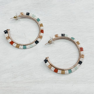 Nora Checkered Beaded Hoops