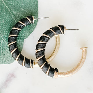 Leather Twist Hoop Earrings