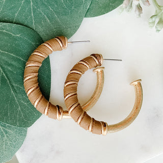 Leather Twist Hoop Earrings