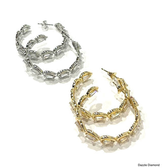 B.b.Lila Dazzle Diamond Hoop Earrings