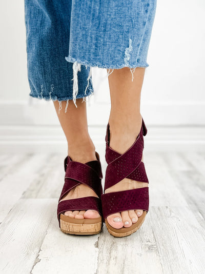 Guilty Pleasure Wedge - Wine Faux Suede