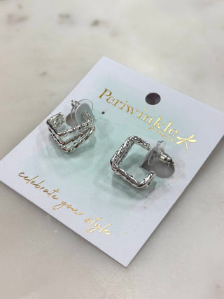 Modern Square Huggie Earrings