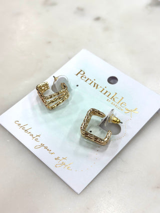 Modern Square Huggie Earrings