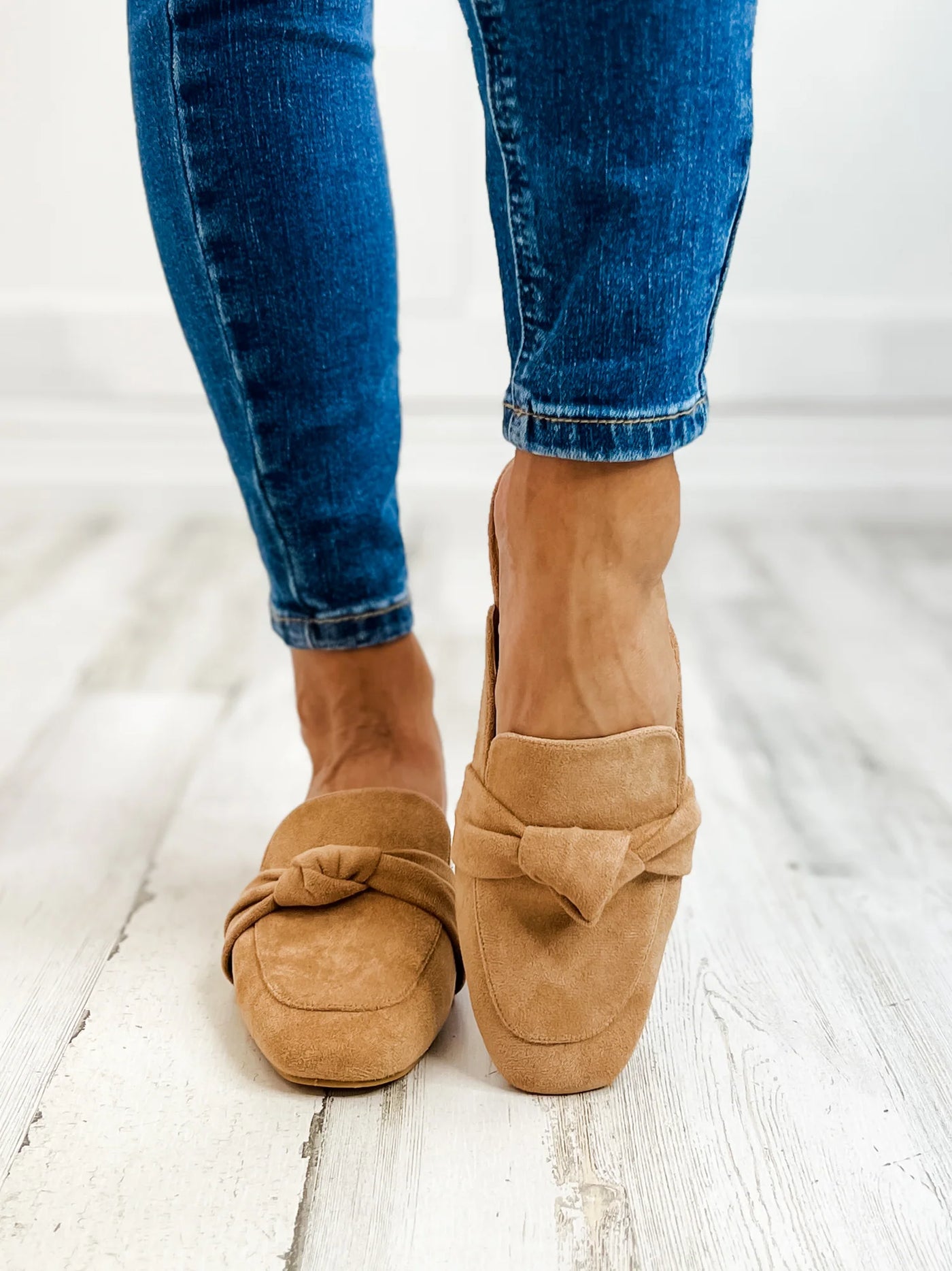 Clingy Mules - Camel Faux Suede