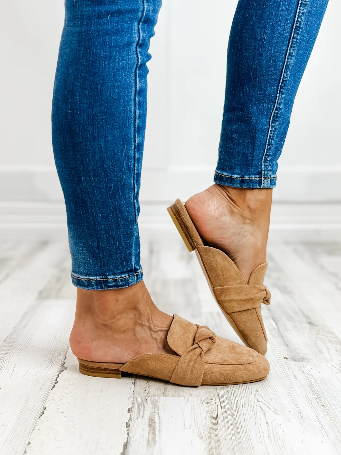 Clingy Mules - Camel Faux Suede