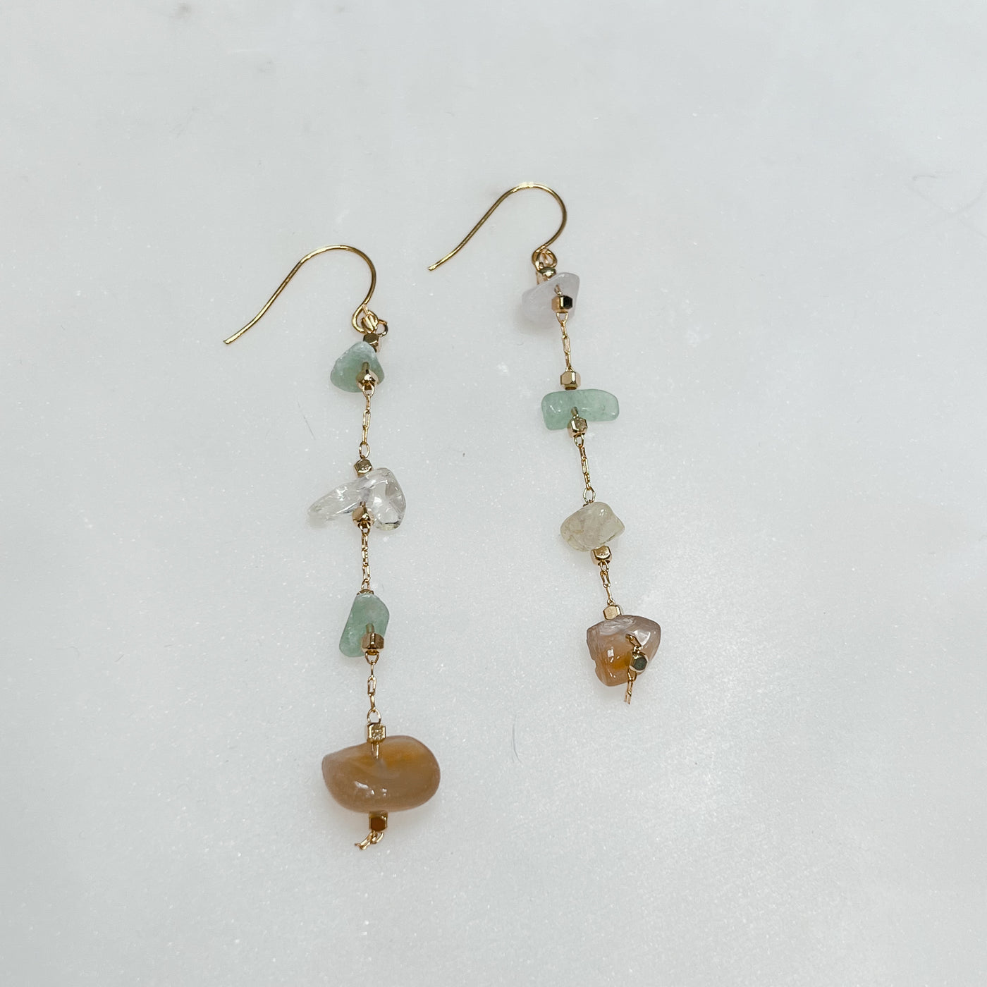 Stone Bead Dangle Earrings
