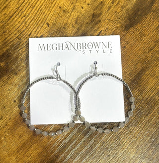 Silver & Stone Beaded Hoop Earrings